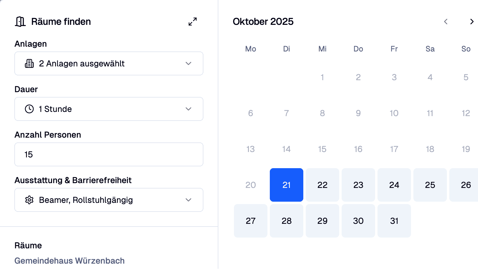 Screenshot Raumverwaltung